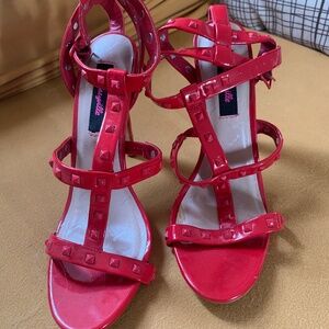 Red Studded Betseyville Stilettos